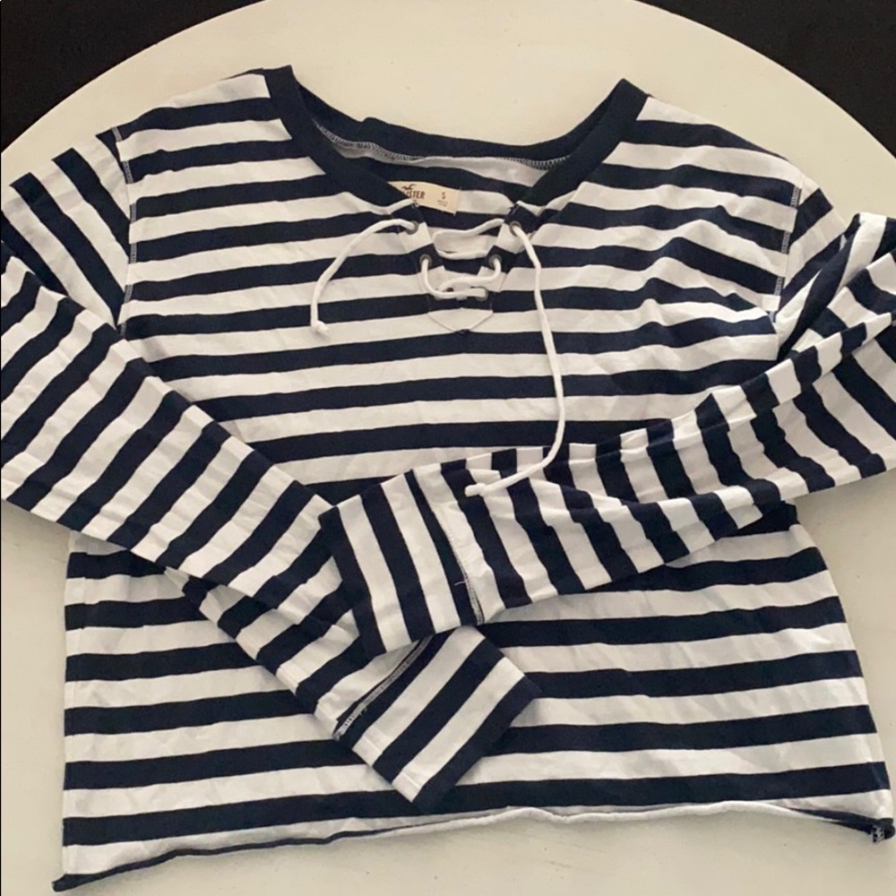 blue and white striped long sleeve